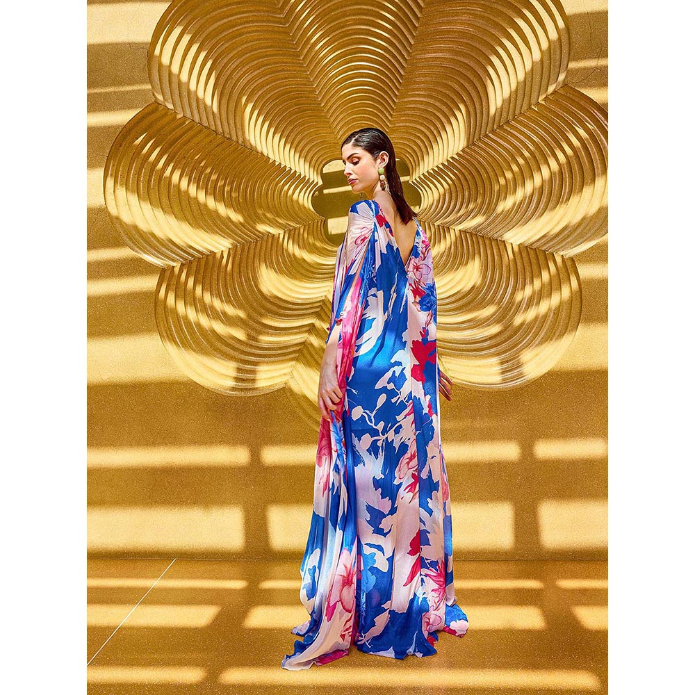 MANDIRA WIRK Multicolor Floral Serenity V-Neck Kaftan Dress