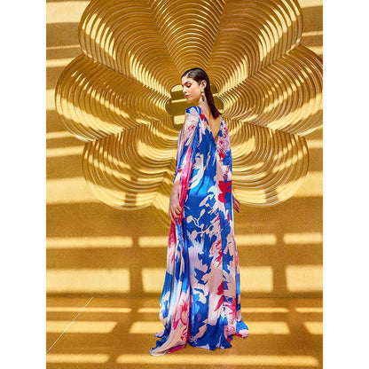 MANDIRA WIRK Multicolor Floral Serenity V-Neck Kaftan Dress