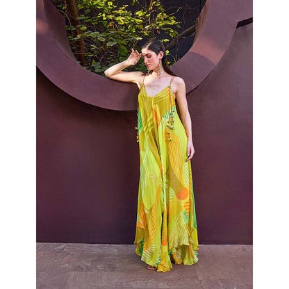 MANDIRA WIRK Lurex Strappy Backless Flowy Dress