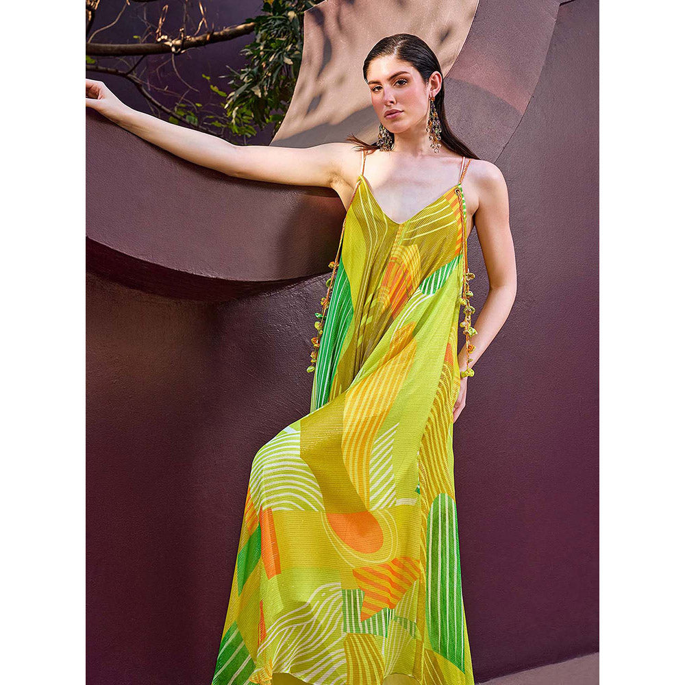 MANDIRA WIRK Lurex Strappy Backless Flowy Dress