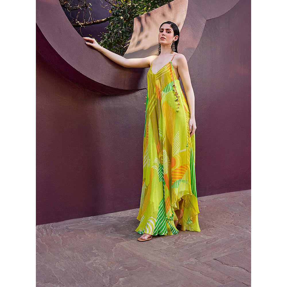 MANDIRA WIRK Lurex Strappy Backless Flowy Dress