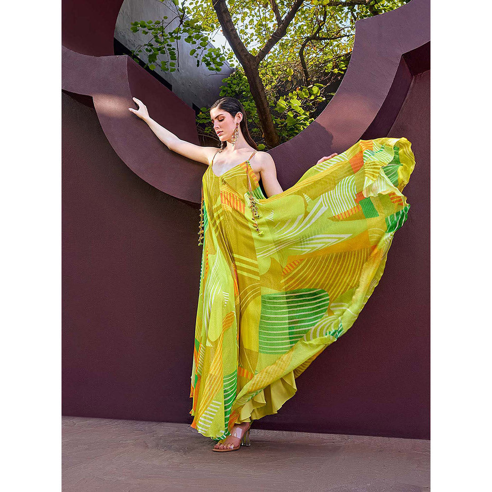 MANDIRA WIRK Lurex Strappy Backless Flowy Dress