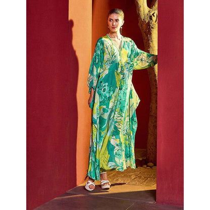 MANDIRA WIRK Green Hues Kaftan Dress