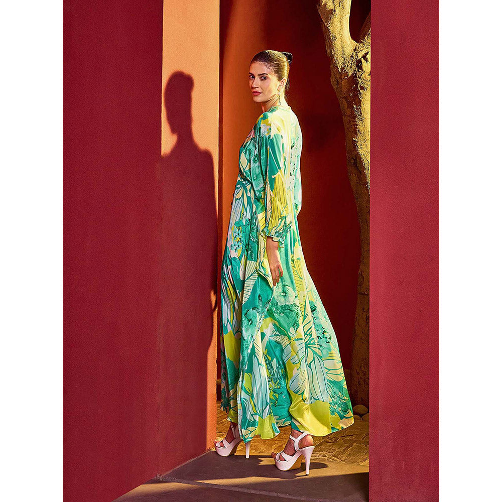 MANDIRA WIRK Green Hues Kaftan Dress