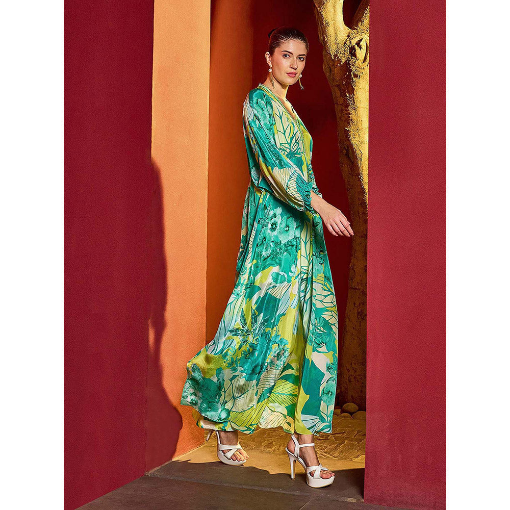 MANDIRA WIRK Green Hues Kaftan Dress