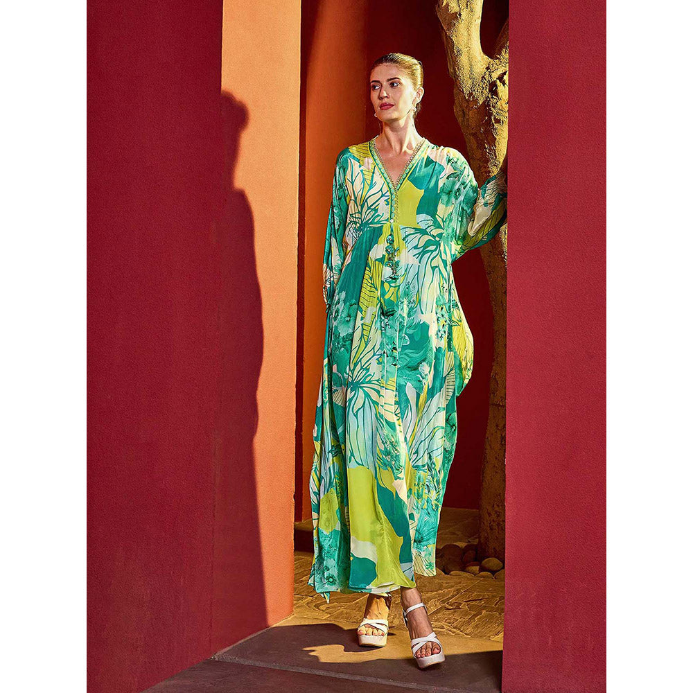 MANDIRA WIRK Green Hues Kaftan Dress
