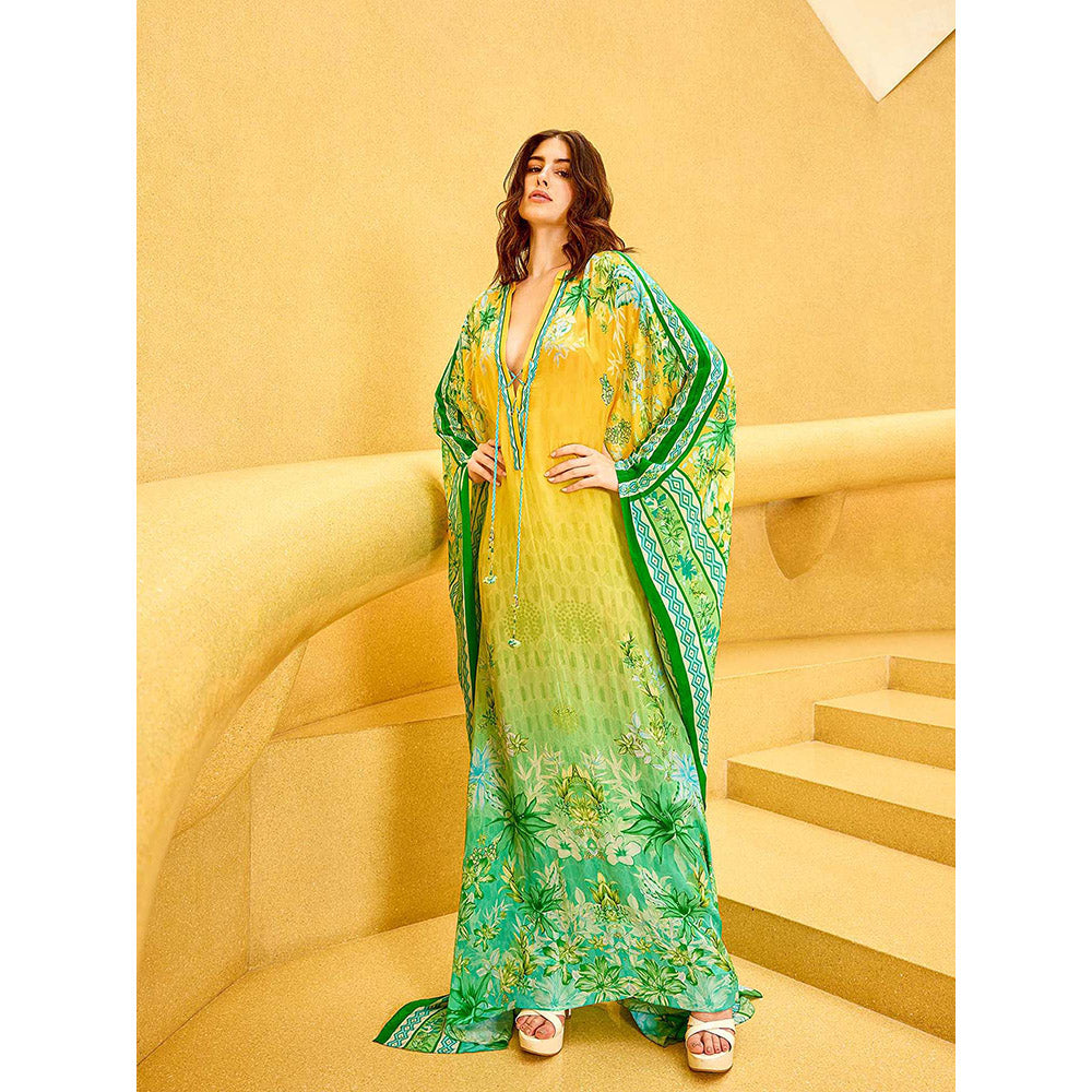 MANDIRA WIRK Multicolor Ombre Printed Kaftan Dress