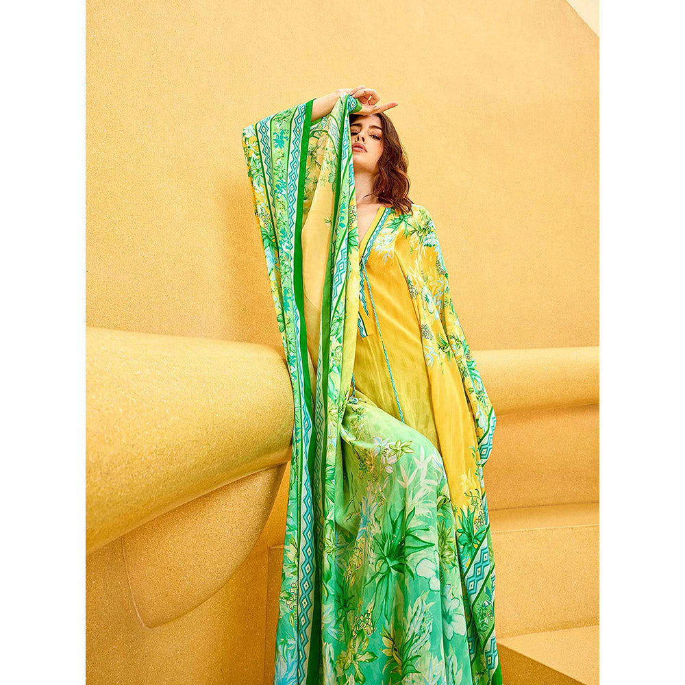 MANDIRA WIRK Multicolor Ombre Printed Kaftan Dress