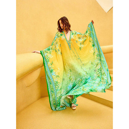 MANDIRA WIRK Multicolor Ombre Printed Kaftan Dress