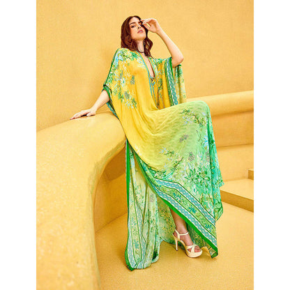 MANDIRA WIRK Multicolor Ombre Printed Kaftan Dress