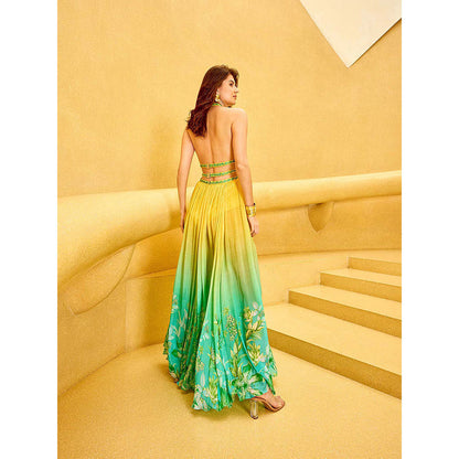 MANDIRA WIRK Yellow Vacay Floral Print Dress
