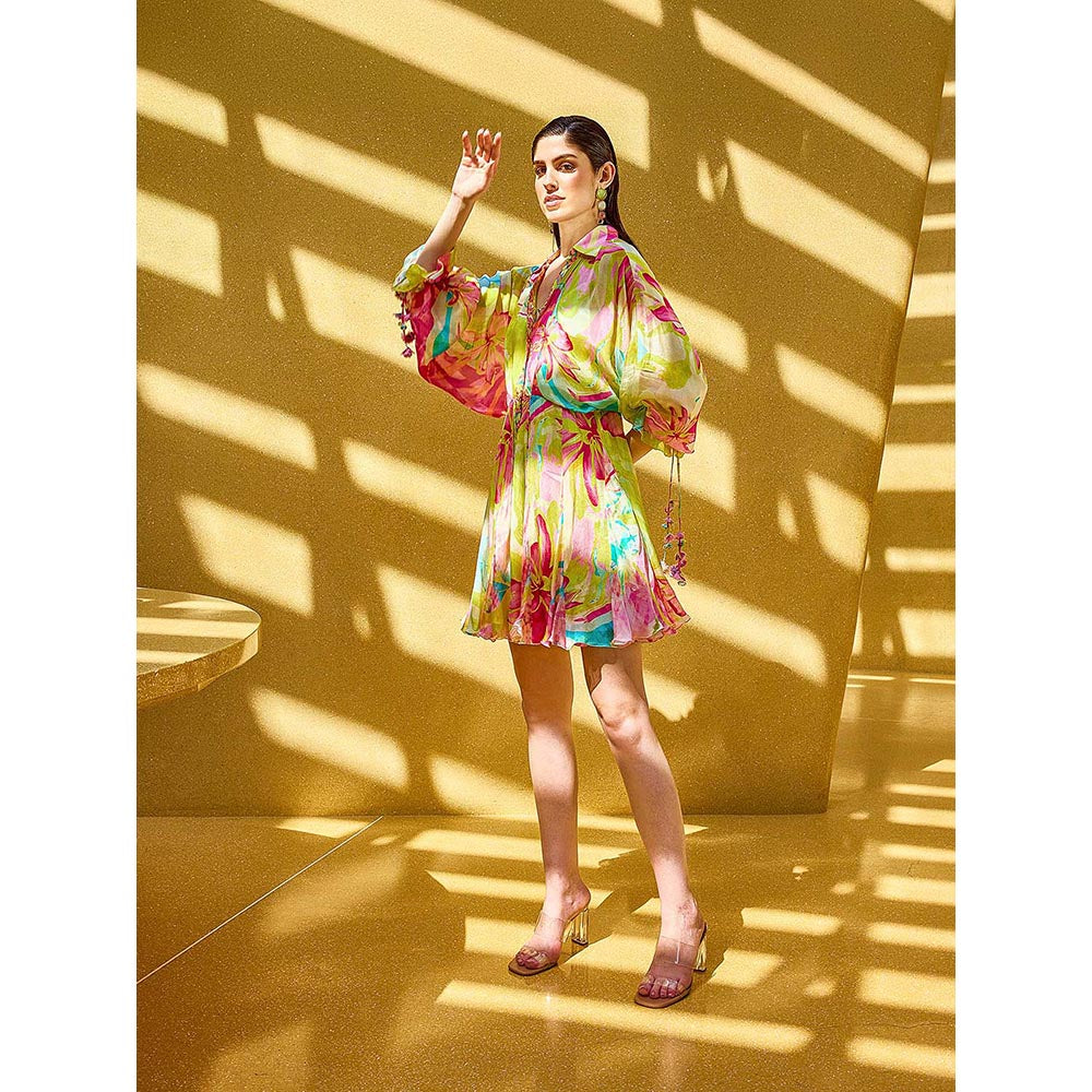 MANDIRA WIRK Multicolor Surge Florid Short Dress