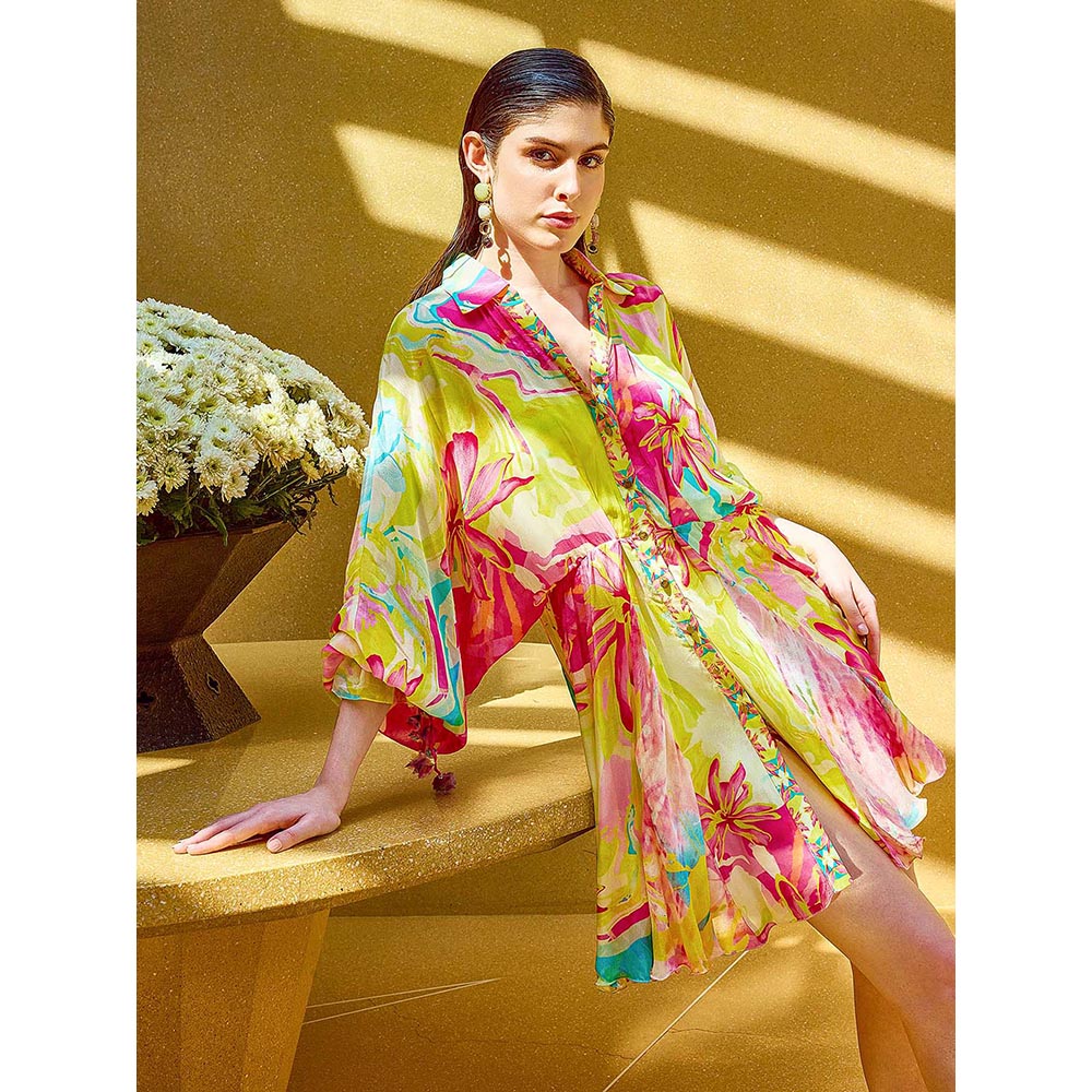 MANDIRA WIRK Multicolor Surge Florid Short Dress