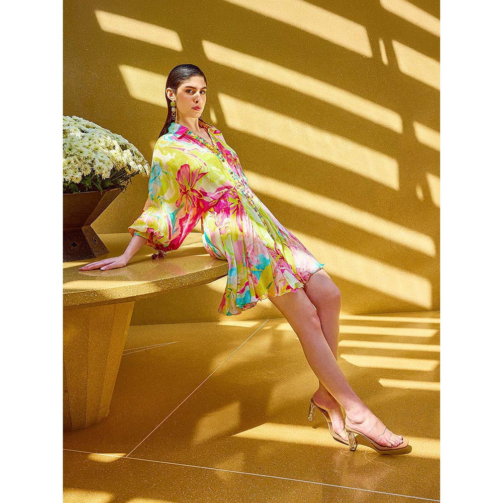 MANDIRA WIRK Multicolor Surge Florid Short Dress