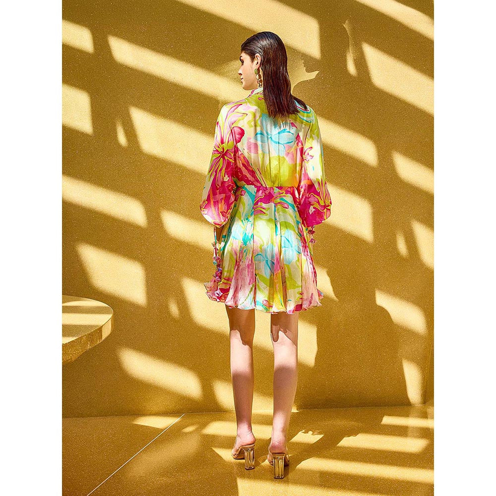 MANDIRA WIRK Multicolor Surge Florid Short Dress