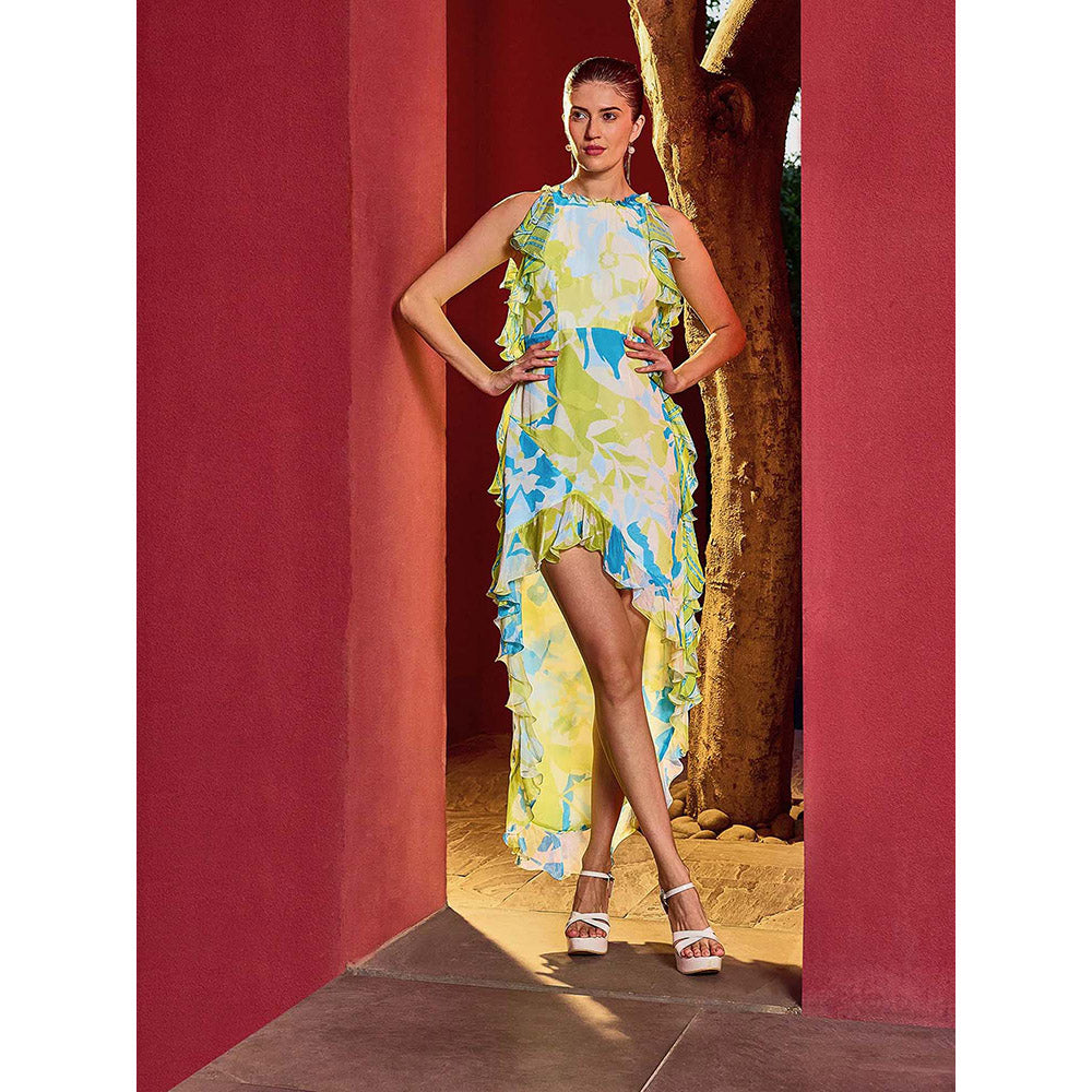 MANDIRA WIRK Green Floret Spring Glaze Dress