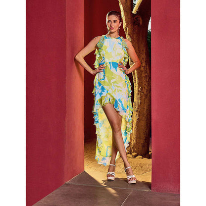 MANDIRA WIRK Green Floret Spring Glaze Dress