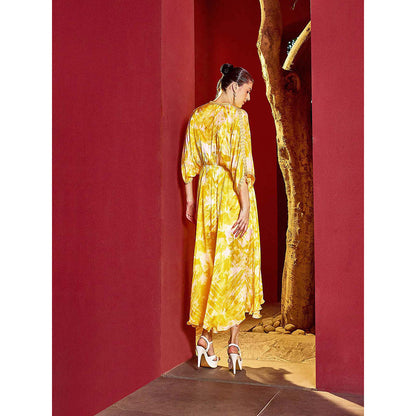 MANDIRA WIRK Yellow Ochre Florid Fantasy Dress