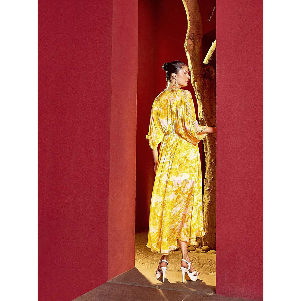 MANDIRA WIRK Yellow Ochre Florid Fantasy Dress