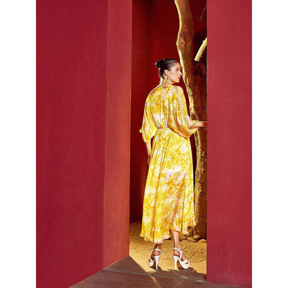 MANDIRA WIRK Yellow Ochre Florid Fantasy Dress
