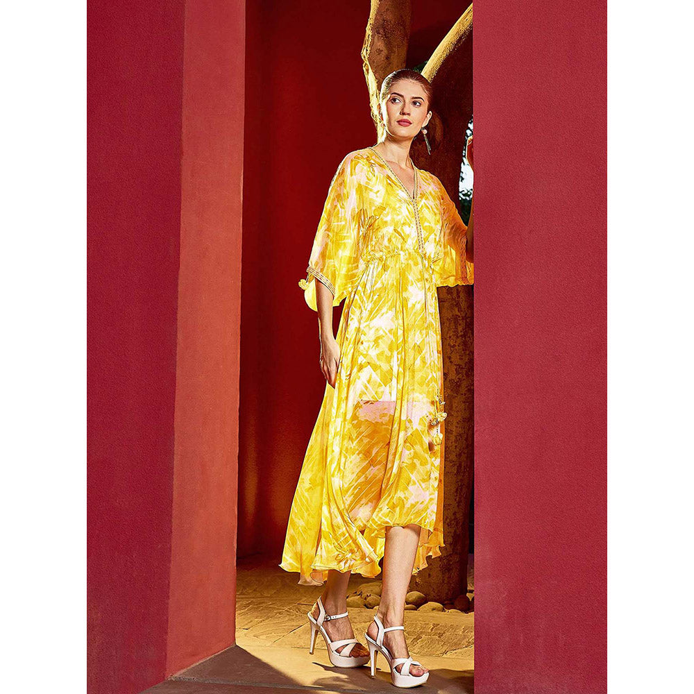 MANDIRA WIRK Yellow Ochre Florid Fantasy Dress