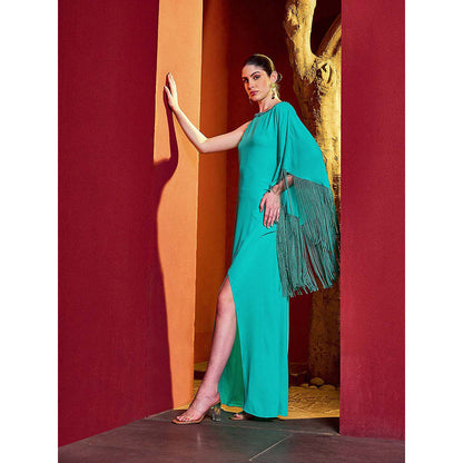 MANDIRA WIRK Turquoise Slit Bold Dress