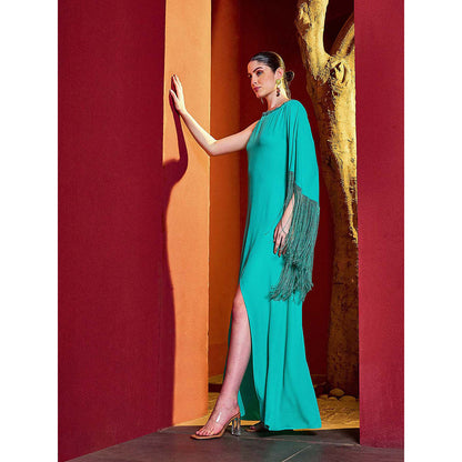 MANDIRA WIRK Turquoise Slit Bold Dress