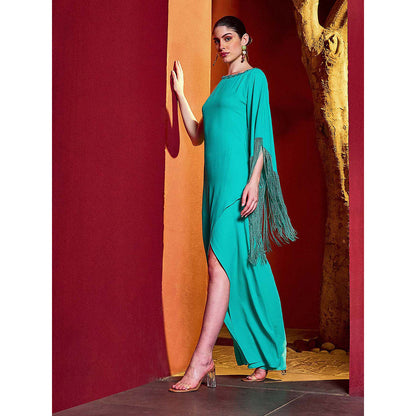 MANDIRA WIRK Turquoise Slit Bold Dress