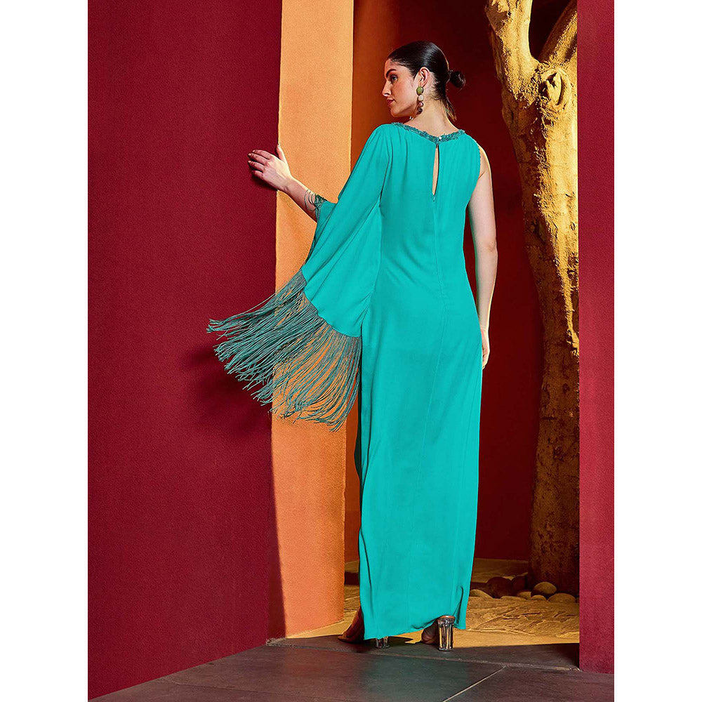 MANDIRA WIRK Turquoise Slit Bold Dress