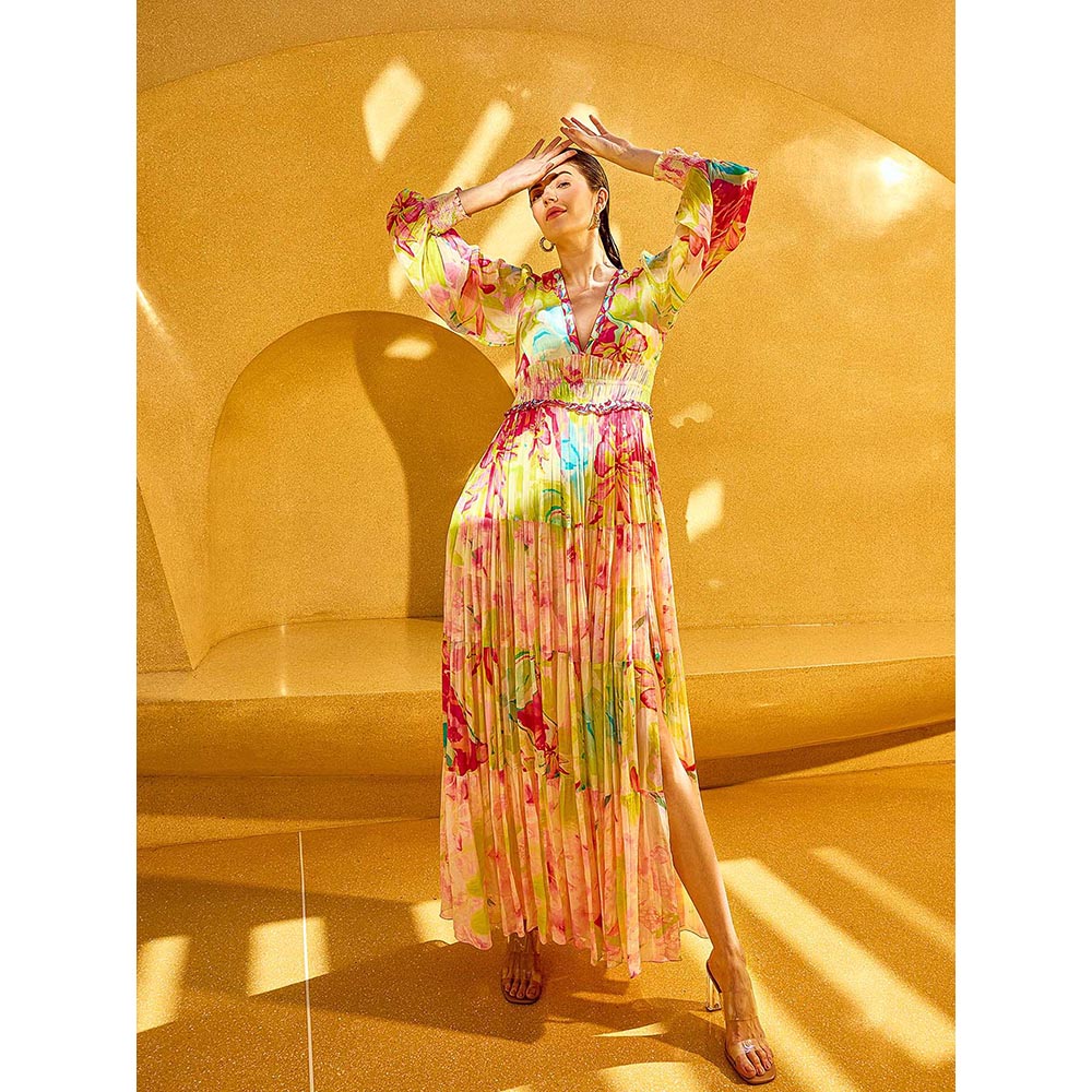 MANDIRA WIRK Multicolor Surge Florid Printed Dress