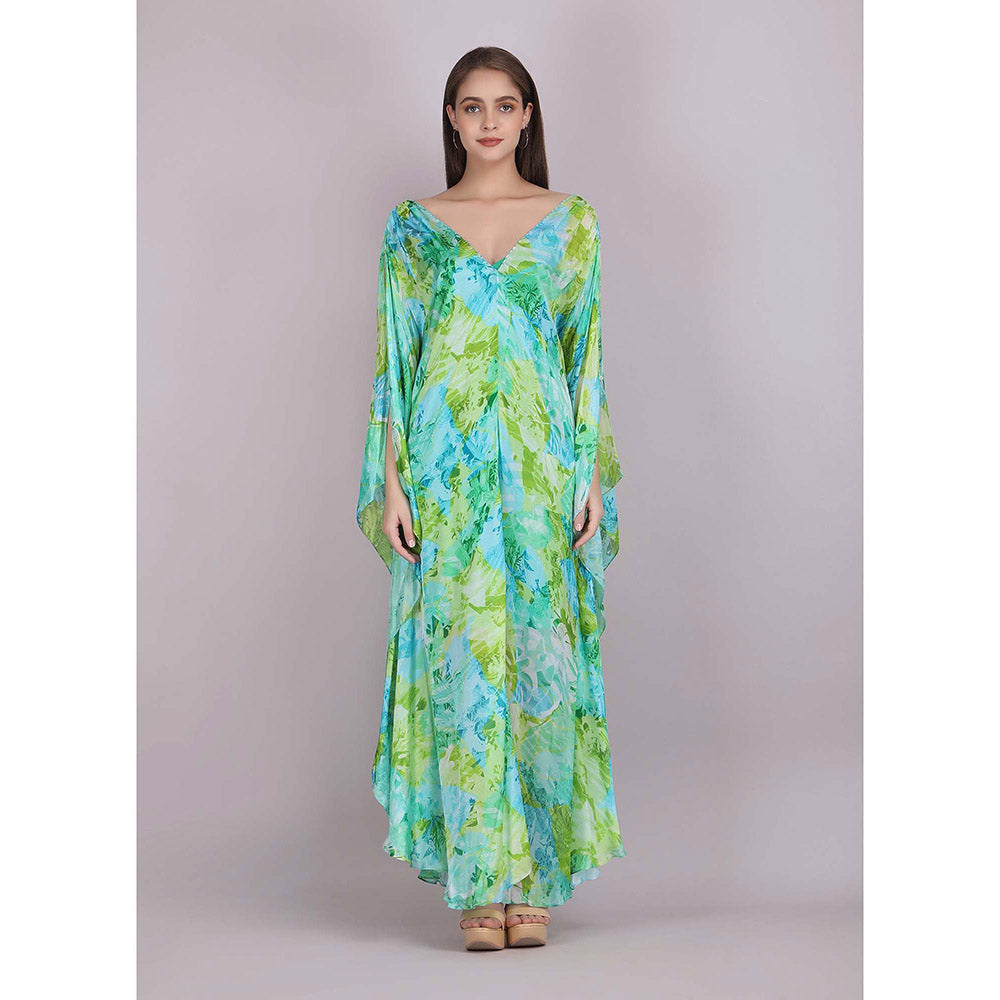 MANDIRA WIRK Tropical Blue Breeze Printed Dress