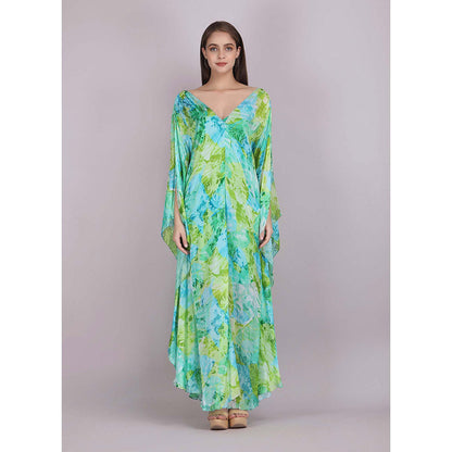 MANDIRA WIRK Tropical Blue Breeze Printed Dress