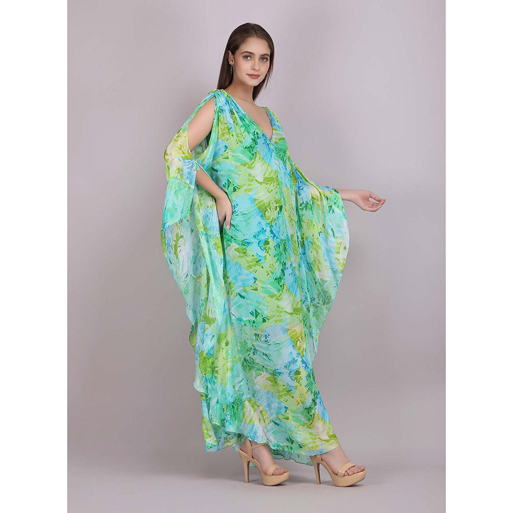 MANDIRA WIRK Tropical Blue Breeze Printed Dress