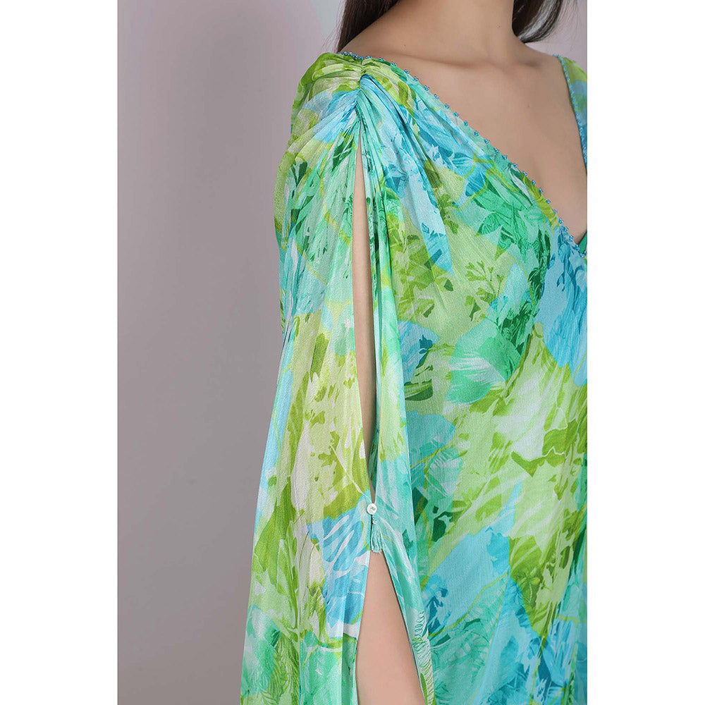 MANDIRA WIRK Tropical Blue Breeze Printed Dress