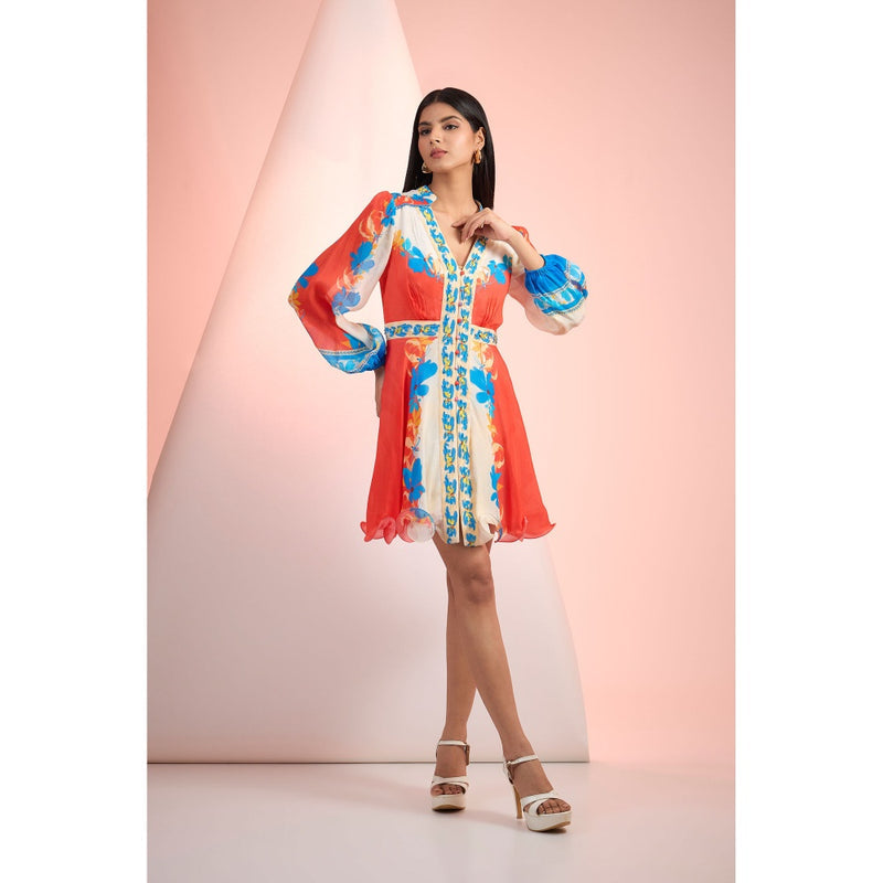 MANDIRA WIRK Multi-Colour Printed Short Dress