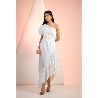 MANDIRA WIRK White Solid Maxi Dress