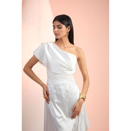 MANDIRA WIRK White Solid Maxi Dress