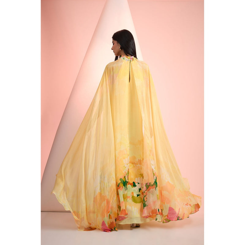 MANDIRA WIRK Yellow Printed Maxi Dress