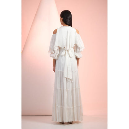 MANDIRA WIRK White Solid Maxi Dress