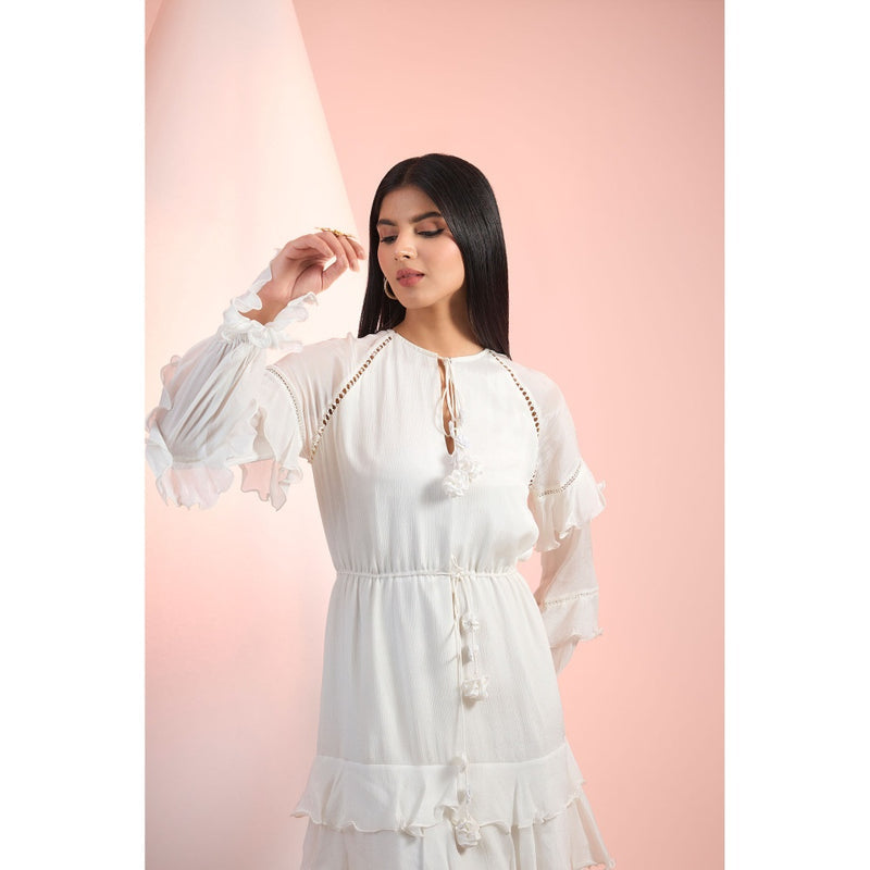 MANDIRA WIRK White Solid Mini Dress