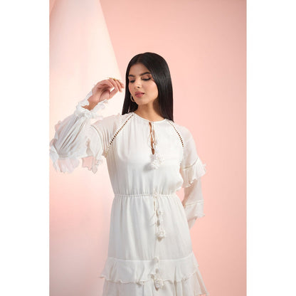 MANDIRA WIRK White Solid Mini Dress