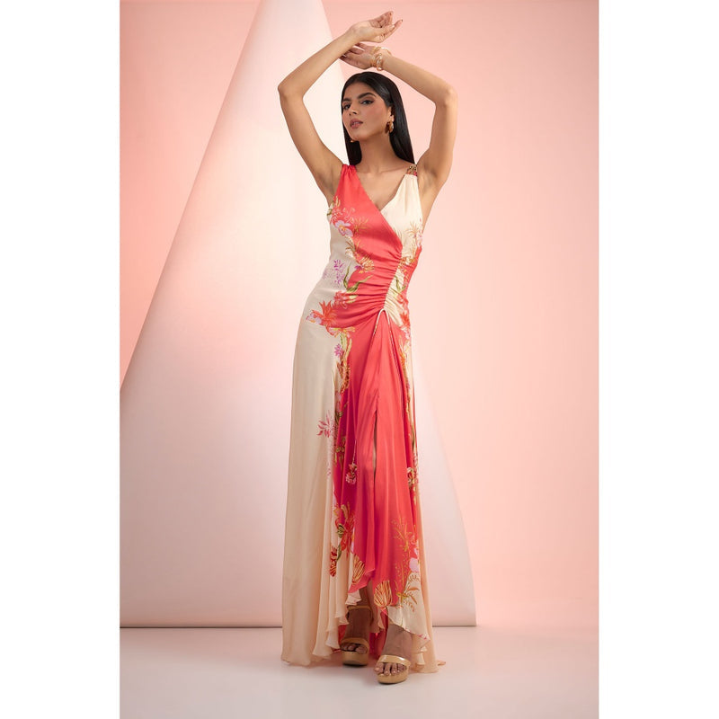 MANDIRA WIRK Red Printed Maxi Dress