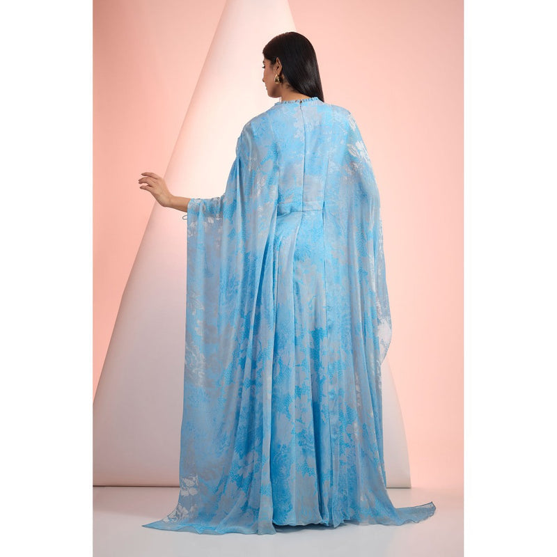 MANDIRA WIRK Blue Printed Maxi Dress