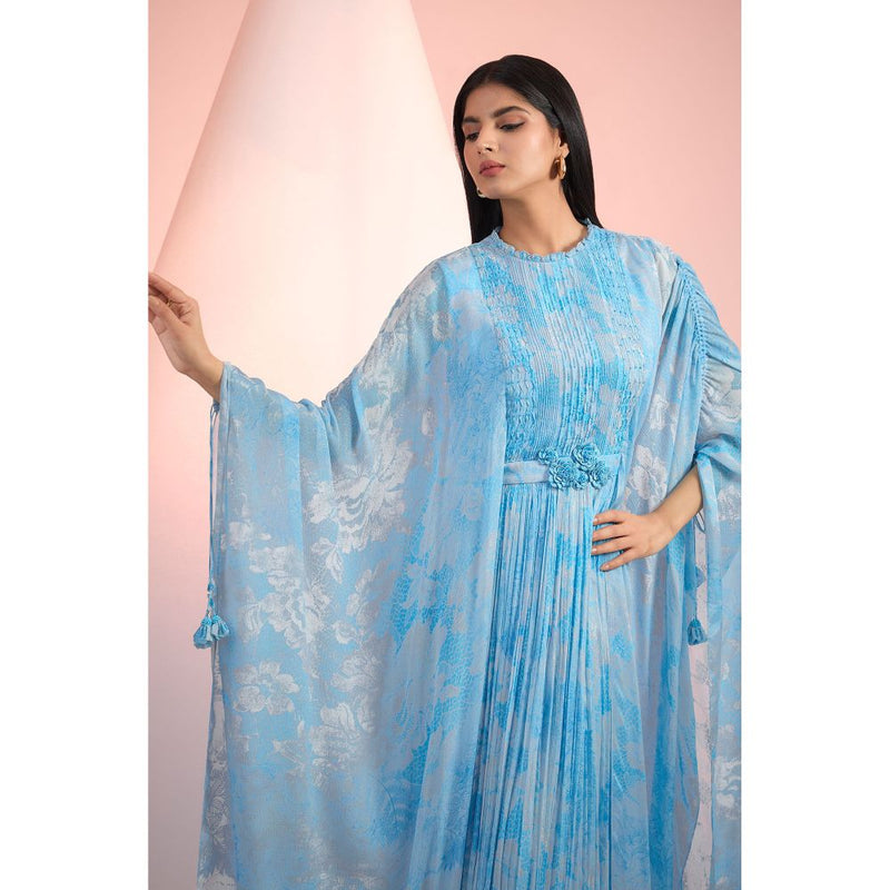 MANDIRA WIRK Blue Printed Maxi Dress