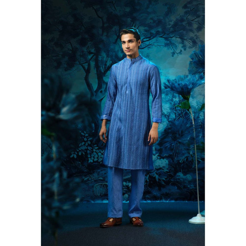 MANDIRA WIRK Blue Bliss Pintuck Kurta with Pant