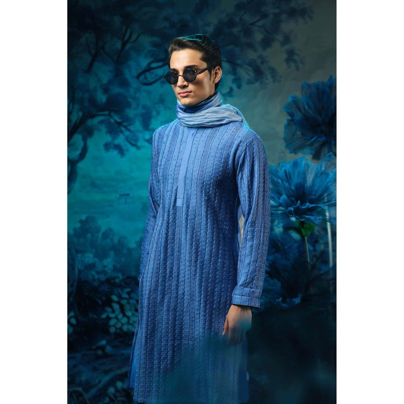 MANDIRA WIRK Blue Bliss Pintuck Kurta with Pant
