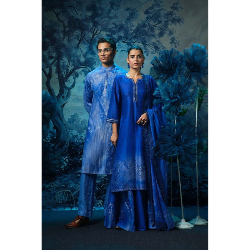 MANDIRA WIRK Printed Blue Sapphire Kurta with Pant