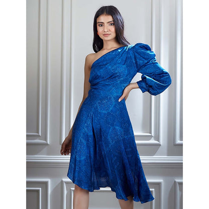 MANDIRA WIRK A Printed Dress With Cowel Detailing On Sleeve