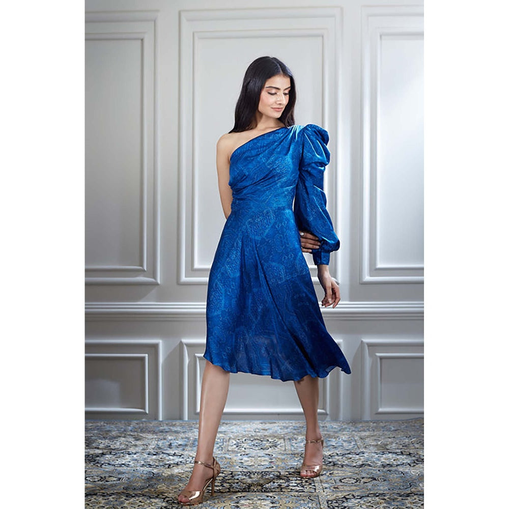 MANDIRA WIRK A Printed Dress With Cowel Detailing On Sleeve