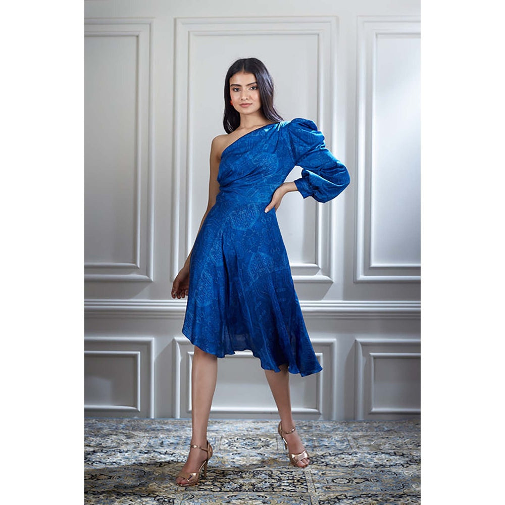 MANDIRA WIRK A Printed Dress With Cowel Detailing On Sleeve